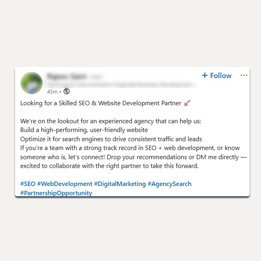 SEO Services Lead Example